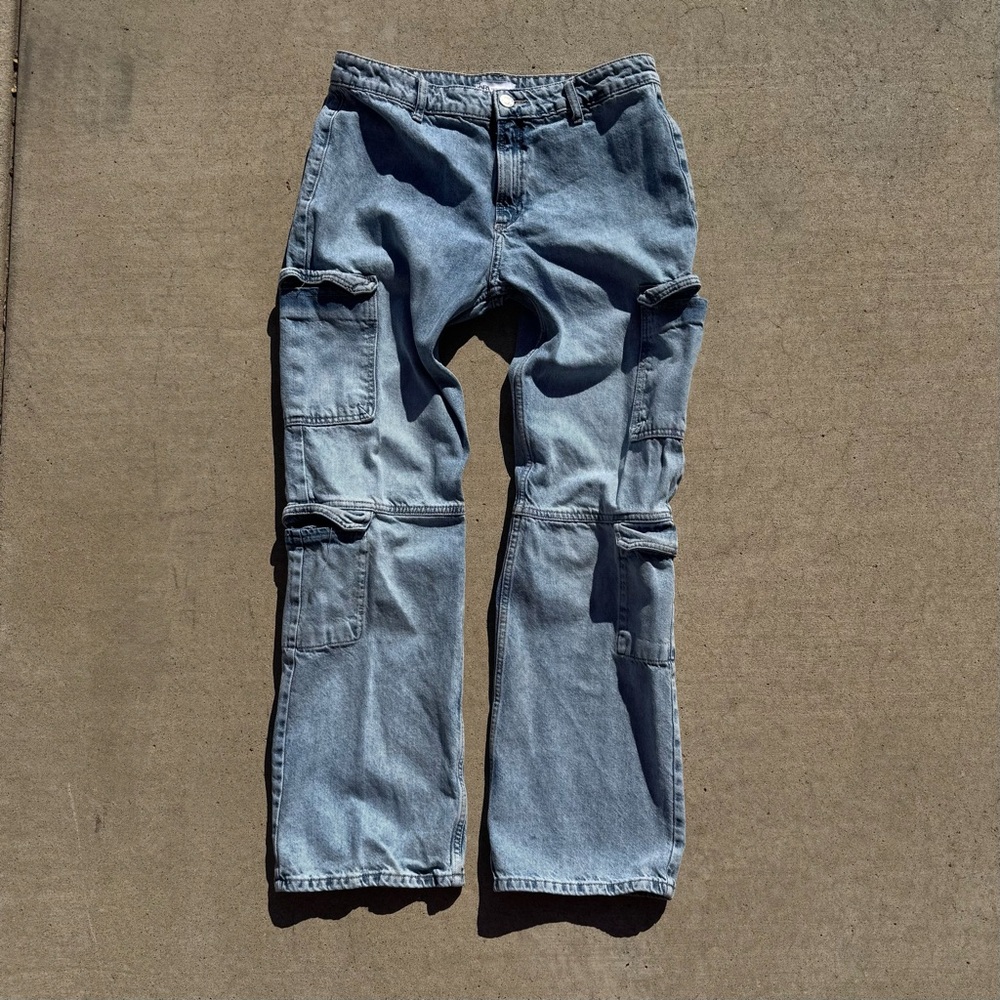 Zara Womens Denim Cargo Jeans
